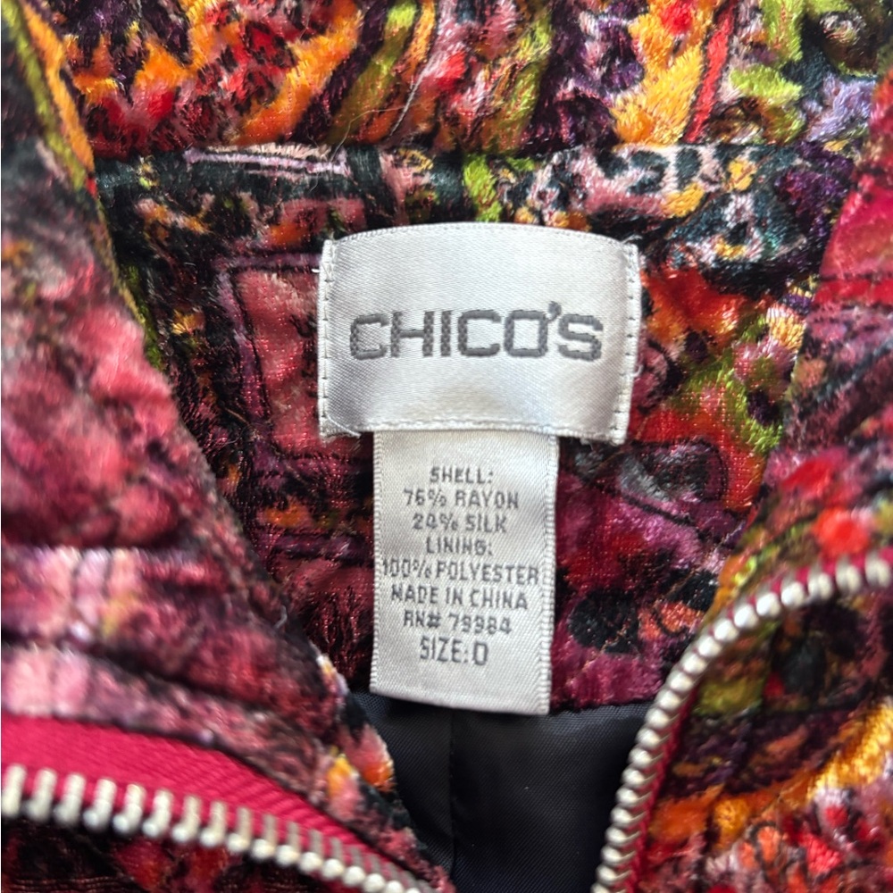 90s y2k Retro Velvet Chico's Multicolor Paisley Vest - Picture 4 of 8